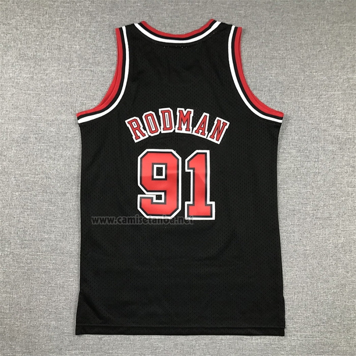 Camiseta Nino Chicago Bulls Dennis Rodman NO 91 Mitchell & Ness 1997-98 Negro